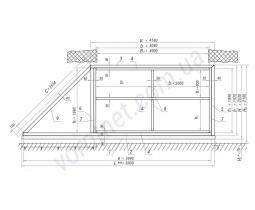 Відкатні ворота «Звари сам»  проєм 5 метрів, загальна 7 метрів з трикутним хвостовиком