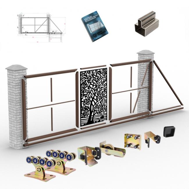 Комплект «Свари Сам» с лазерной панелью для откатных ворот из Т-профиля